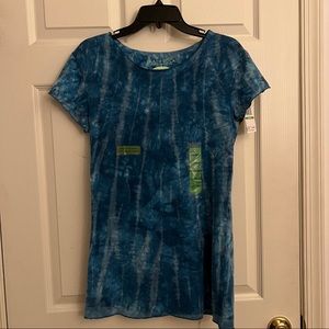 Earth Yoga Organic Cotton Tie Dye Blue T Shirt. Size large